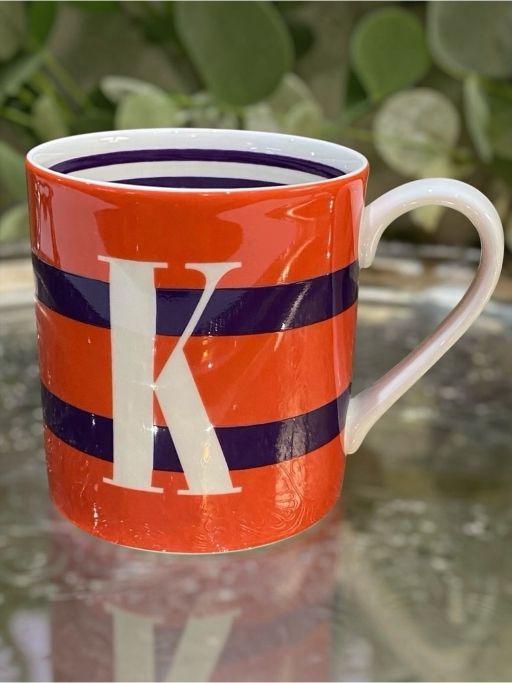 Kate Spade To The Letter “K” Coffee Tea Mug Cup Orange Purple Lenox